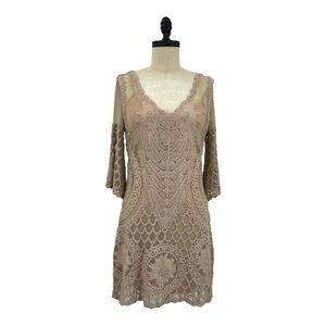 AS BY DF Crochet Lace Bell Sleeves fairy Goth Special Occasion Dress M